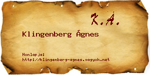 Klingenberg Ágnes névjegykártya